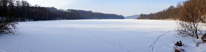 Zimowa panorama jeziora Przywidz
