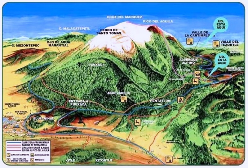 Mapa wulkanu Ajusco